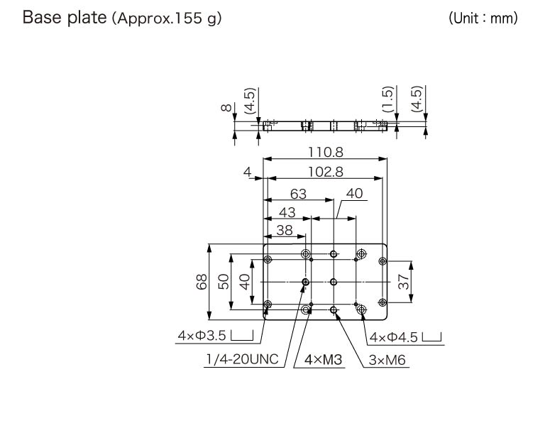 dimensional outline of base plate