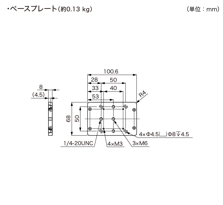 s_c16240-20up ベースプレート 外形寸法図