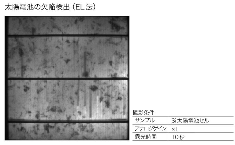 太陽電池の欠陥検出（EL法）