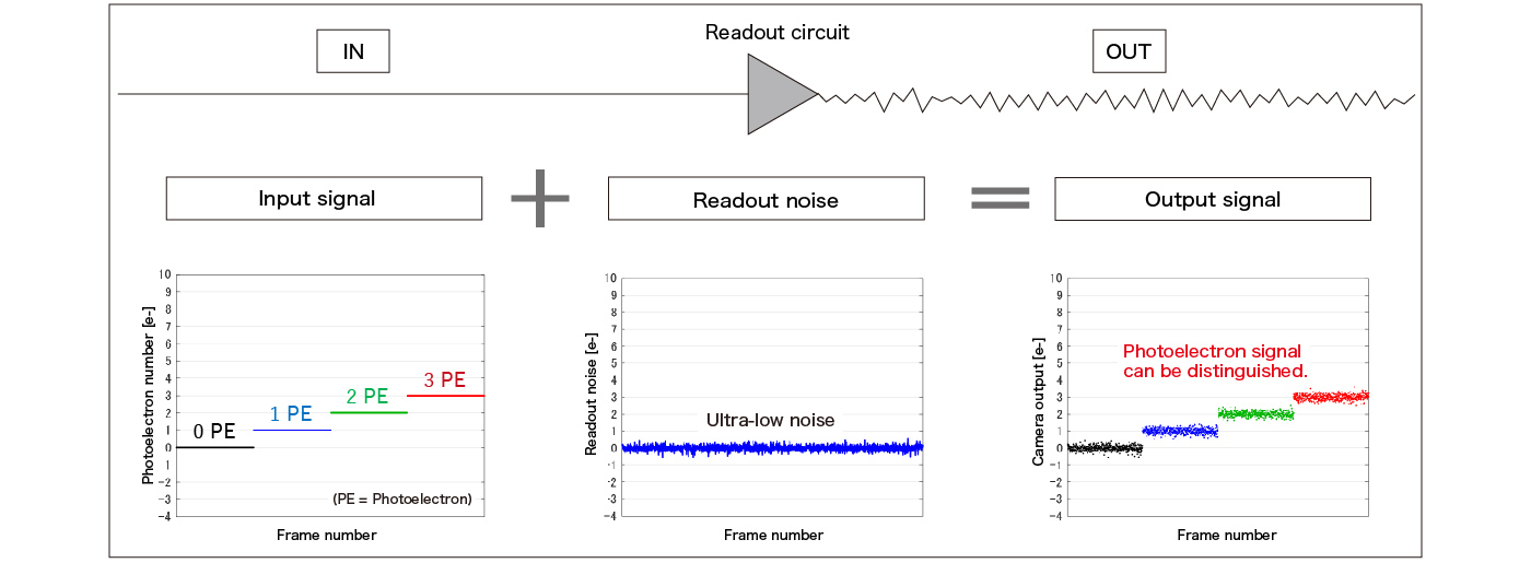 Readout process and photon number resolving in a qCMOS camera